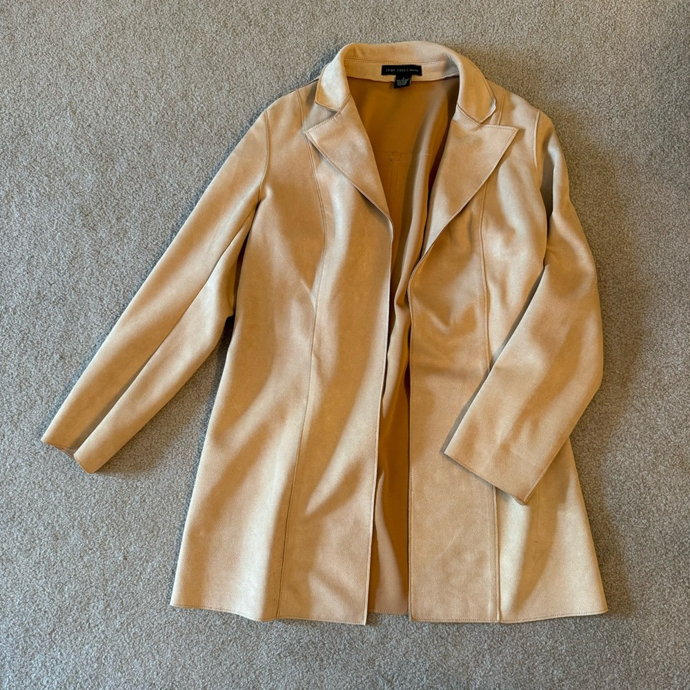 Joan Vass New York long suede blazer coat